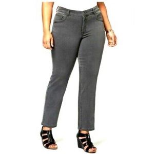 Style&Co Women's Gray Straight Leg High Rise Tummy Control Jeans Plus Size 18S
